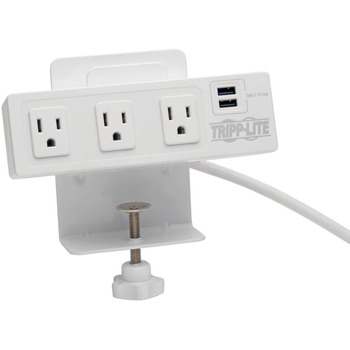 Tripp Lite by Eaton Three-Outlet Surge Protector with Two USB Ports, 10 ft Cord, 510 Joules, White