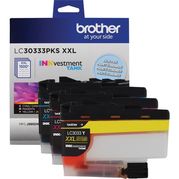 Brother LC30333PKS INKvestment Super High-Yield Ink, Cyan/Magenta/Yellow