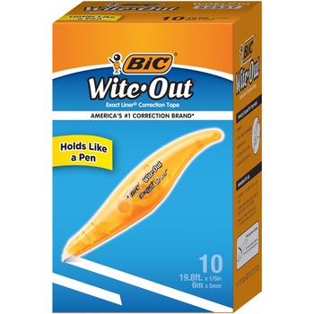 BIC Wite-Out Brand Exact Liner Correction Tape Value Pack, Non-Refillable, 1/5&quot; x 236&quot;, 10/Box