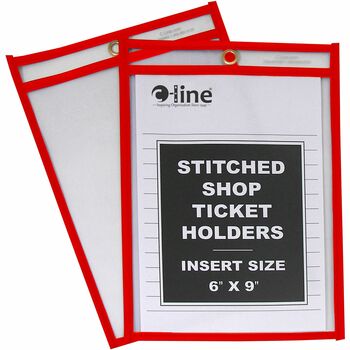 C-Line Stitched Shop Ticket Holders, Top Load, Super Heavy, 6&quot; x 9&quot; Inserts, 25/Box