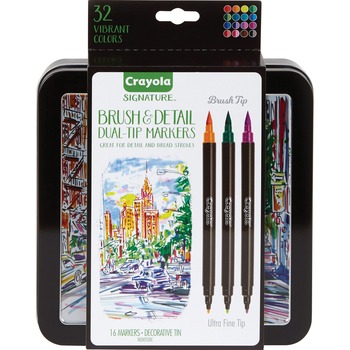 Crayola Signature Brush &amp; Detail Dual-Tip Markers, 16/ST