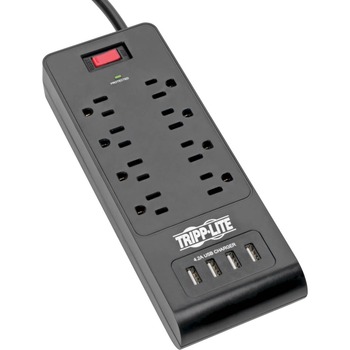 Tripp Lite by Eaton 8-Outlet Surge Protector with 4 USB Ports (4.2A Shared) - 6 ft Cord, Black