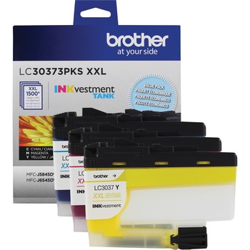 Brother LC30373PKS, Super High-Yield, Ink, 1500 Page-Yield, Cyan, Magenta, Yellow