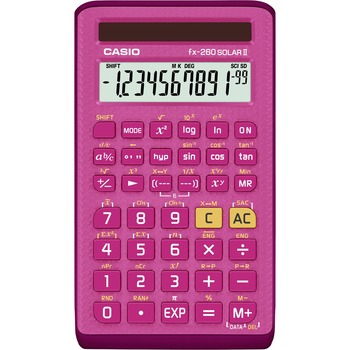 Casio FX-260 Solar II All-Purpose Scientific Calculator, 10-Digit LCD, Pink