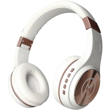 Morpheus 360 SERENITY Stereo Wireless Headphones with Microphone, White with Rose Gold Accents