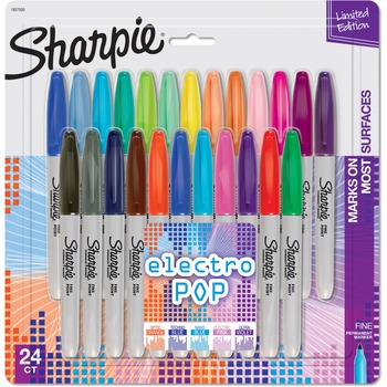 Sharpie Fine Electro Pop Marker, Fine Point, Assorted, 24/Pack
