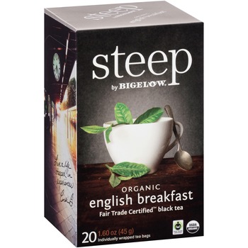 Bigelow Organic English Breakfast, Black Tea, Full-Caffeine, Tea Bags, 20/Box