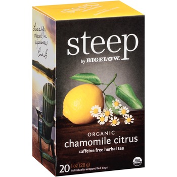 Bigelow Organic Chamomile Citrus, Herbal Tea, Caffeine-Free, Tea Bags, 20/Box