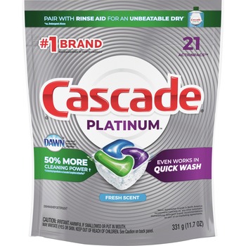 Cascade ActionPacs, Fresh Scent, 11.7 oz Bag, 21/Pack, 5 Packs/Carton