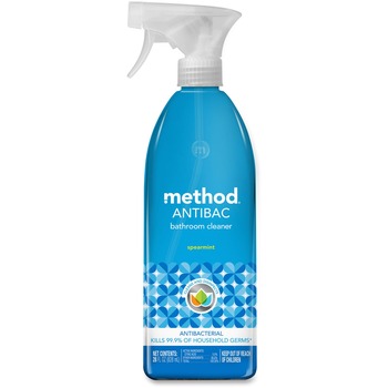 Method Antibacterial Spray, Bathroom, Spearmint, 28 oz. Bottle, 8/Carton
