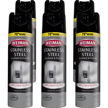 WEIMAN Stainless Steel Cleaner &amp; Polish, 17 oz. Aerosol, Unscented, 6/CT