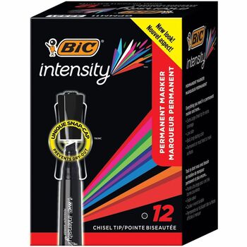 BIC Intensity Chisel Tip Permanent Marker, Broad Chisel Tip, Tuxedo Black, Dozen