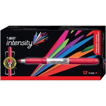 BIC Intensity Fine Tip Permanent Marker, Fine Bullet Tip, Rambunctious Red, Dozen