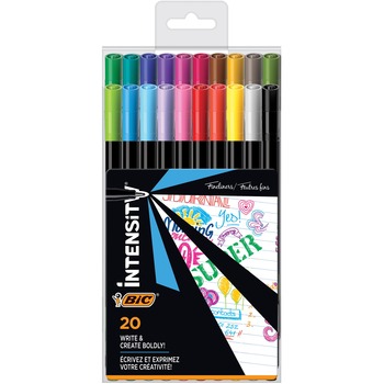 BIC Intensity Porous Point Pen, Stick, Fine 0.4 mm, Assorted Ink and Barrel Colors, 20/Pack