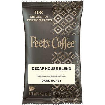 Peet&#39;s Coffee &amp; Tea Coffee Portion Packs, House Blend, Decaf, 2.5 oz Frack Pack, 18/Box