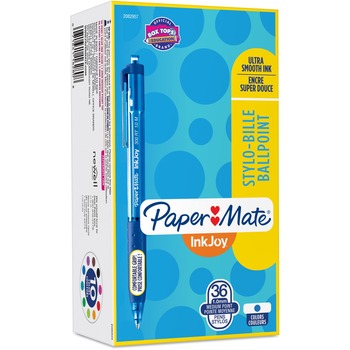 Paper Mate InkJoy 300 RT Retractable Ballpoint Pen, Medium 1 mm, Blue Ink/Barrel, 36/Pack