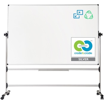 MasterVision Earth Silver Easy Clean Revolver Dry Erase Board, 36 x 48, White, Steel Frame