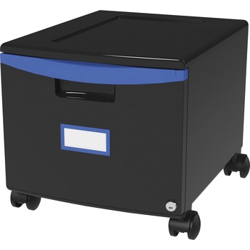 Storex Single-Drawer Mobile Filing Cabinet, 14 3/4w x 18 1/4d x 12 3/4h, Black/Blue