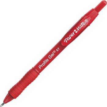 Paper Mate Profile Retractable Gel Pen, Medium 0.7 mm, Red Ink, Translucent Red Barrel