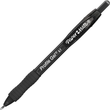 Paper Mate Profile Retractable Gel Pen, Medium 0.7 mm, Black Ink, Translucent Black Barrel, 36/PK
