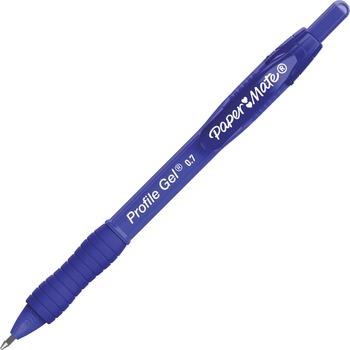 Paper Mate Profile Retractable Gel Pen, Medium 0.7 mm, Blue Ink, Translucent Blue Barrel, 36/Pack