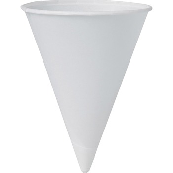 SOLO Cup Company Paper Cone Water Cups, 4-1/4oz, Rolled Rim, Unprinted