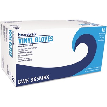 Boardwalk General Purpose Vinyl Gloves, Powder/Latex-Free, 2 3/5 mil, Medium, Clear, 100/Box