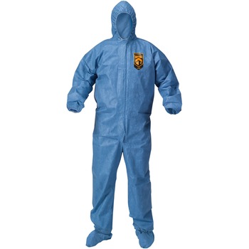 KleenGuard A60 Bloodborne Pathogen/Chemical Splash Protection Coveralls With Hood/Boots, 2-XL, Blue, 24 Coveralls/Carton