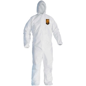 Kimberly-Clark Professional A30 Breathable Splash &amp; Particle Protection Coveralls, Hood, Zip Front, Elastic Wrists &amp; Ankles, White, 2XL, 25/Carton