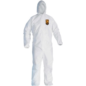 KleenGuard A20 Breathable Particle Protection Hooded Coveralls, Zip Front, Elastic Wrists/Ankles, White, 2-XL, 24 Coveralls/Carton