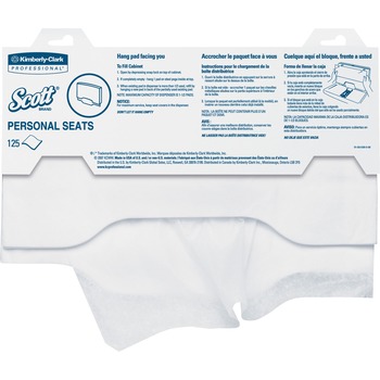 Scott Pro Personal Toilet Seat Covers, 15&quot; x 17&quot;, White, 125 Sheets/Pack