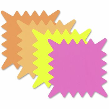 COSCO Die Cut Paper Signs, 5 1/4 x 5 1/4, Square, Assorted Colors, Pack of 48 Each