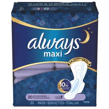Always Maxi Pads, Extra Heavy Overnight, 20/Pack, 6/Carton