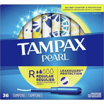 Tampax&#174; Pearl Tampons, Regular, 36/Box, 12 Box/Carton
