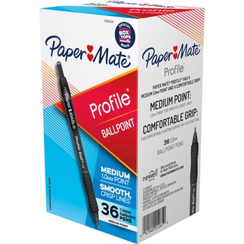 Paper Mate&#174; Profile Retractable Ballpoint Pen, Bold 1 mm, Black Ink/Barrel, 36/PK