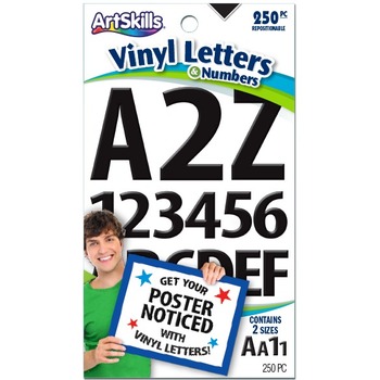 ArtSkills Poster and Bulletin Board Vinyl Letters and Numbers, Black, 1&quot; and 2&quot;, 250/PK