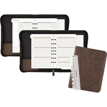 AT-A-GLANCE Distressed Brown Leather Starter Set, 11 x 8.5, Brown