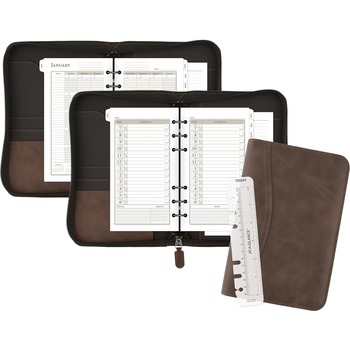 AT-A-GLANCE Distressed Brown Leather Starter Set, 6.75 x 3.75, Brown