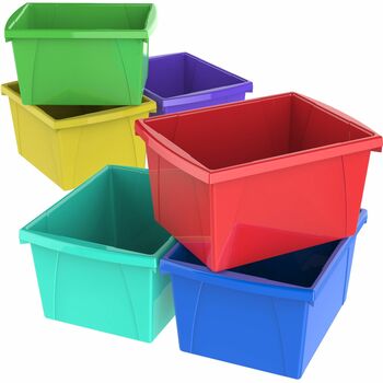 Storex Storage Bins, 10 x 12 5/8 x 7 3/4, 4 Gallon, Assorted Color, Plastic