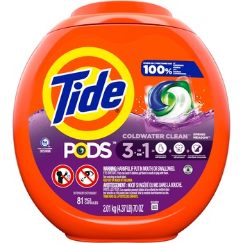 Tide Pods, Spring Meadow, 81 Pods/Tub, 4 Tubs/CT