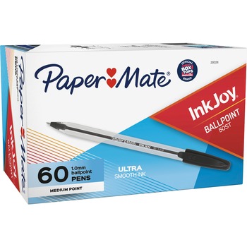 Paper Mate InkJoy 50ST Ballpoint Pens, 1 mm, Black Ink, 60/Pack