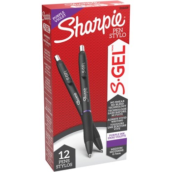 Sharpie S-Gel Retractable Gel Pen, Medium 0.7 mm, Purple Ink, Purple Barrel, Dozen