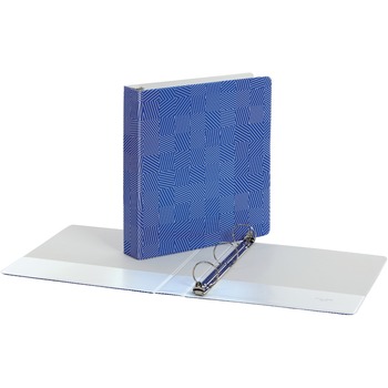 Oxford Punch Pop Fashion Binder, 3 Rings, 1.5&quot; Capacity, 11 x 8.5, Blue/White Labyrinth Design