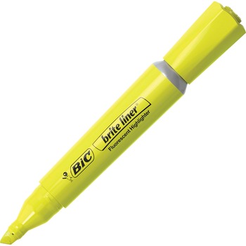 BIC Brite Liner Tank-Style Highlighter Value Pack, Yellow Ink, Chisel Tip, Yellow/Black Barrel, 36/Pack