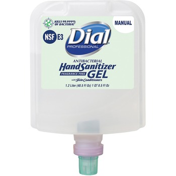 Dial Professional 1700 Manual Refill Antibacterial Gel Hand Sanitizer, Fragrance-Free, 1.2 L, 3/Carton