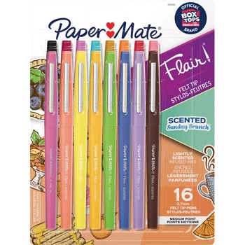 Paper Mate Flair Scented Felt Tip Marker Pen, Medium 0.7 mm, Assorted Colors Ink/Barrel, 16/Pack