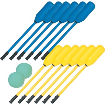 Champion Sports Soft Polo Set, Rhino Skin, Blue and Yellow, 12 Sticks/2 Balls