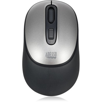 Adesso iMouse A10 Antimicrobial Wireless Mouse, 2.4 GHz Frequency/30 ft Wireless Range, Left/Right Hand Use, Black/Silver