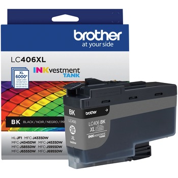 Brother LC406XLBKS INKvestment High-Yield Ink, 6.000 Page-Yield, Black