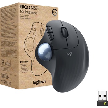 Logitech M575 Ergo Wireless Trackball Mouse, Graphite